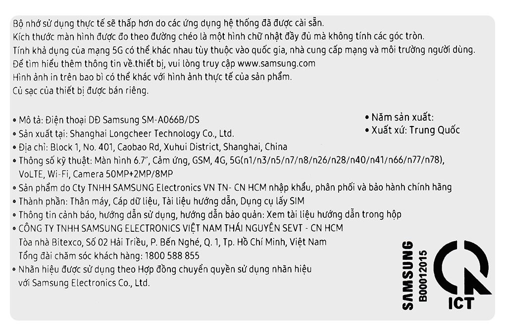 Điện thoại Samsung Galaxy A06 5G 6GB/128GB Màu Đen