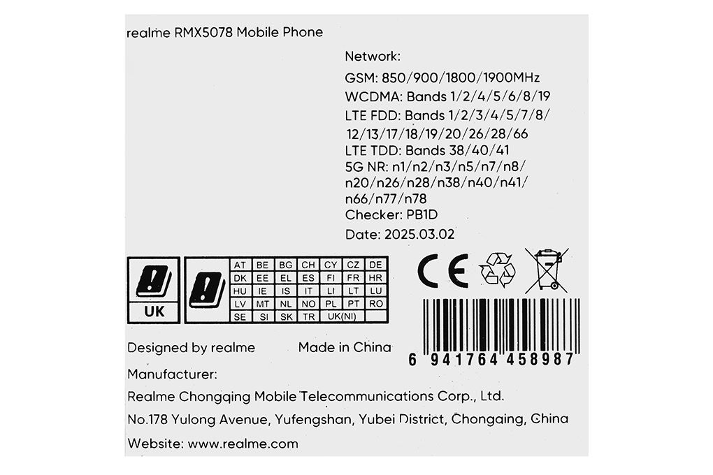 Điện thoại realme 14T 5G 8GB/256GB Màu Đen