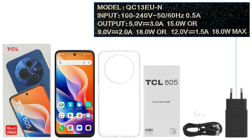 Bộ sản phẩm gồm: Sách hướng dẫn, Hộp, Cây lấy sim, Cáp Type C, Củ sạc nhanh rời đầu Type A, Ốp lưng, Miếng dán màn hình