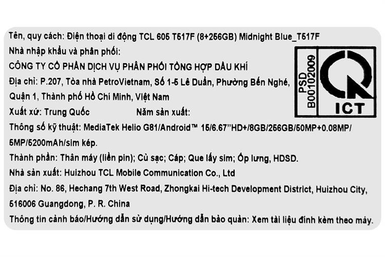 Điện thoại TCL 605 8GB/256GB Màu Xanh Dương