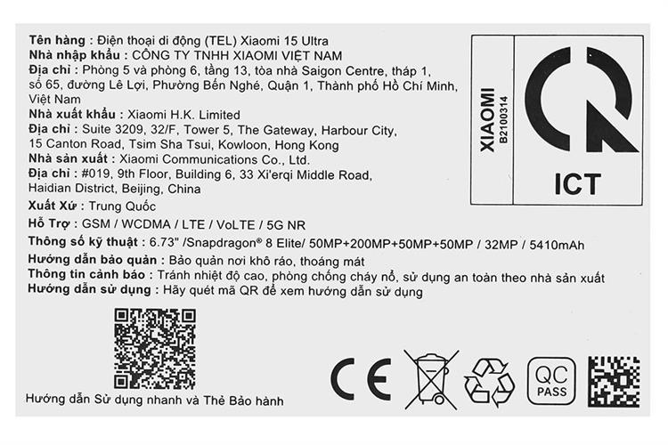 Điện thoại Xiaomi 15 Ultra 5G 16GB/1TB Màu Bạc