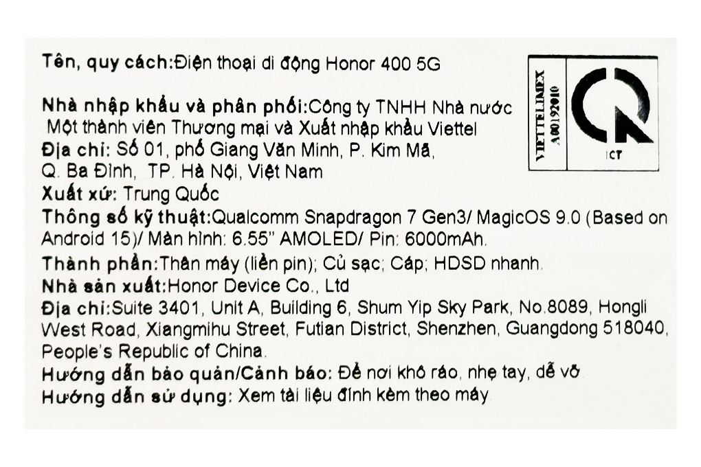 Điện thoại HONOR 400 5G 12GB/256GB Vàng Màu Vàng