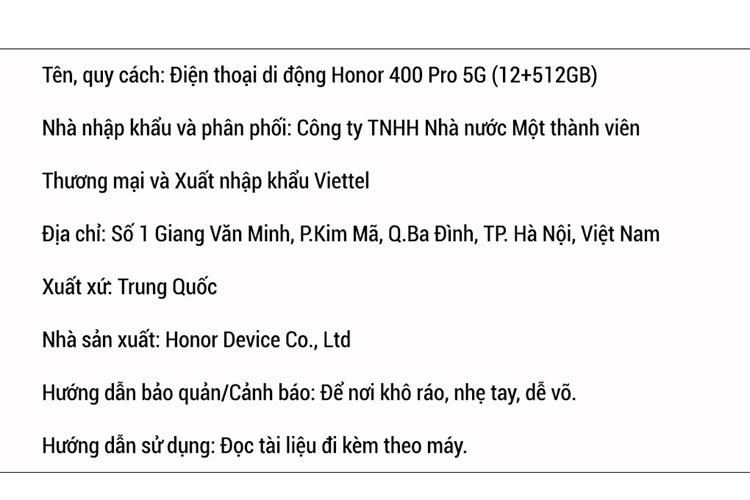 Điện thoại HONOR 400 Pro 5G 12GB/512GB Màu Đen