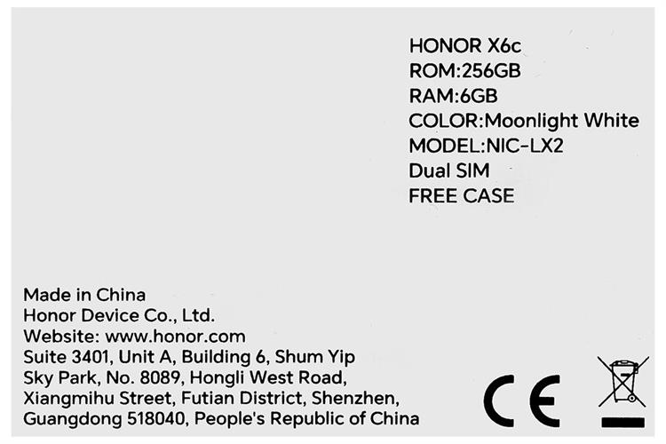 Điện thoại HONOR X6c 6GB/256GB Màu Trắng