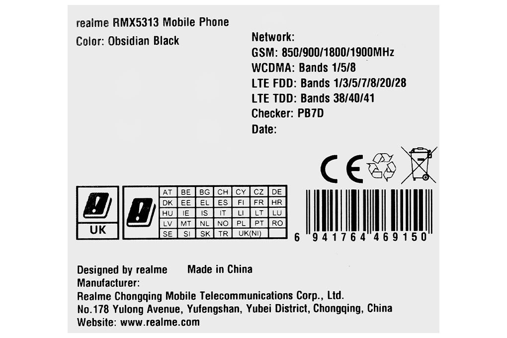 Điện thoại realme Note 70 4GB/64GB Màu Đen