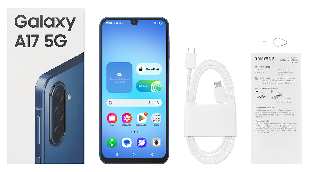 Bộ sản phẩm gồm: Hộp, Sách hướng dẫn, Cây lấy sim, Cáp Type C