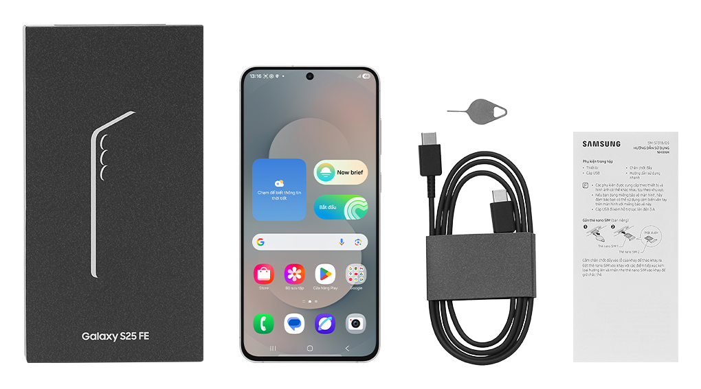 Bộ sản phẩm gồm: Hộp, Sách hướng dẫn, Cây lấy sim, Cáp Type C