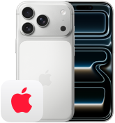 Đặt cạnh nhau, iPhone 17 Pro, bên ngoài mặt sau, hệ thống camera Pro, 3 ống kính, micrô, đèn flash, iPhone 17 Pro, bên ngoài mặt trước với thiết kế màn hình toàn phần