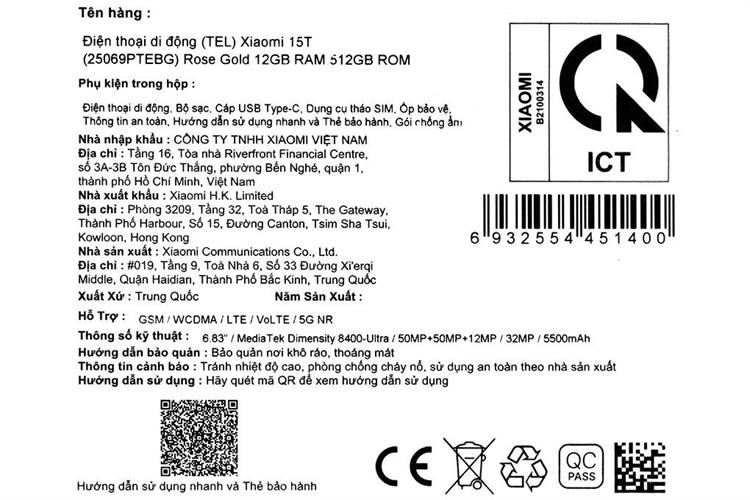 Điện thoại Xiaomi 15T 5G 12GB/512GB Màu Vàng