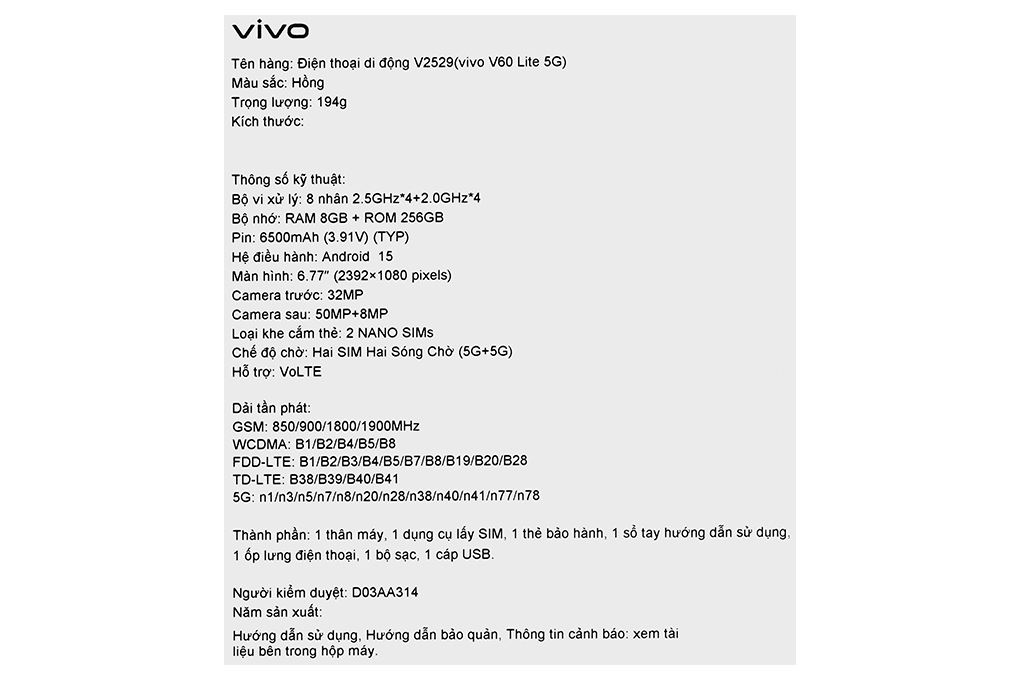 Điện thoại vivo V60 Lite 5G 12GB/512GB Hồng - 13
