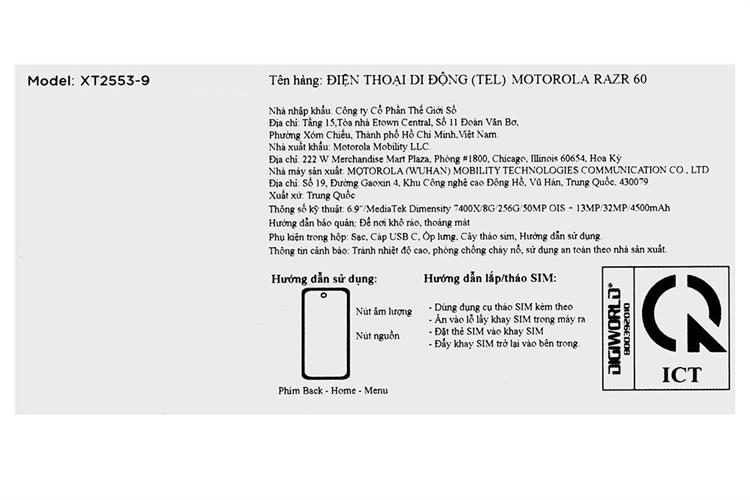 Điện thoại Motorola Razr 60 5G 8GB/256GB Màu Trắng - Kem