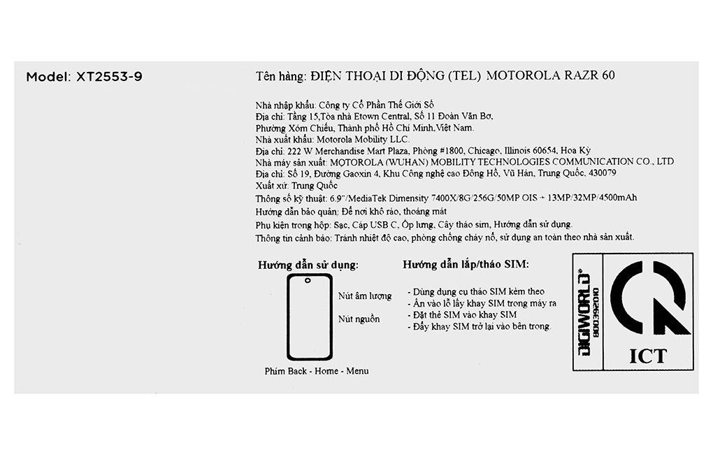 Điện thoại Motorola Razr 60 5G 8GB/256GB Màu Trắng - Kem