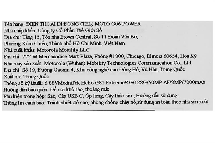 Điện thoại Motorola G06 POWER 4GB/128GB Màu Xanh Dương