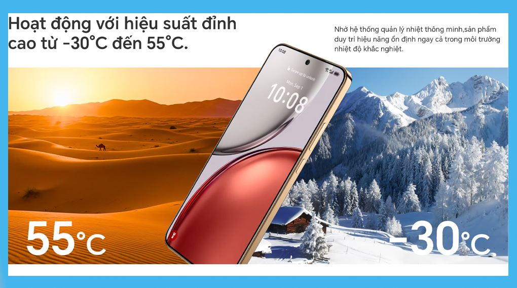 HONOR X9d với pin tối ưu dải nhiệt rộng từ -30°C đến 55°C, giúp máy giữ hiệu suất tốt, bền lâu dài HONOR X9d với pin tối ưu dải nhiệt rộng từ -30°C đến 55°C, giúp máy giữ hiệu suất tốt, bền lâu dài
