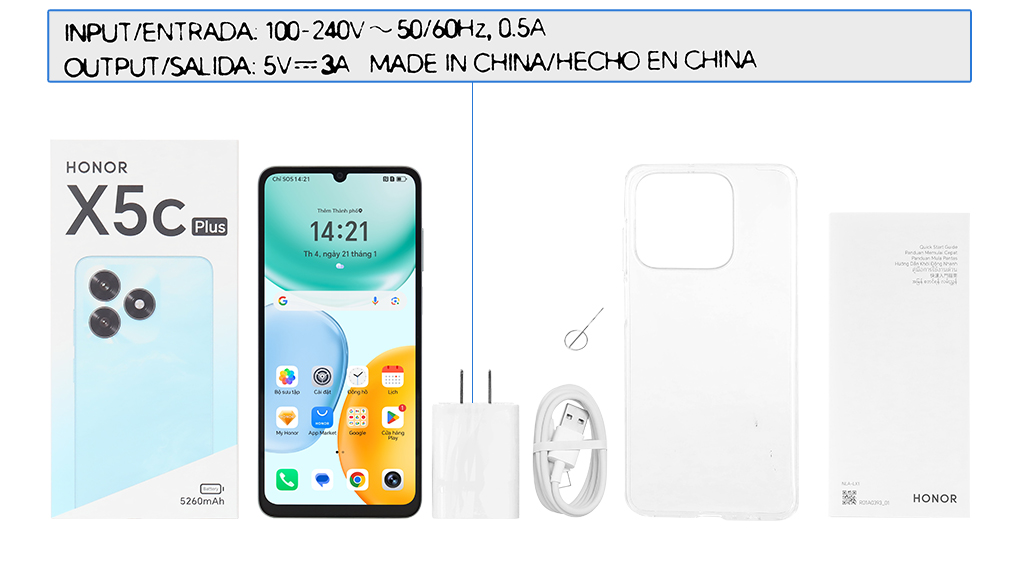 Bộ sản phẩm gồm: Ốp lưng, Sách hướng dẫn, Hộp, Miếng dán màn hình, Cây lấy sim, Củ sạc rời đầu Type A, Cáp Type C