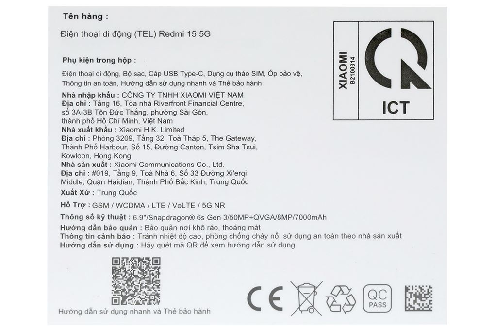 Điện thoại Xiaomi Redmi 15 5G 4GB/128GB Màu Xám