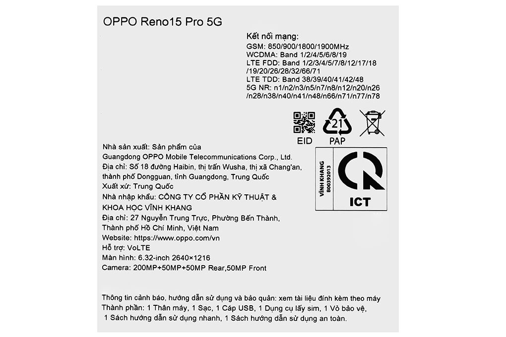 Điện thoại OPPO Reno15 Pro 5G 12GB/512GB Màu Nâu