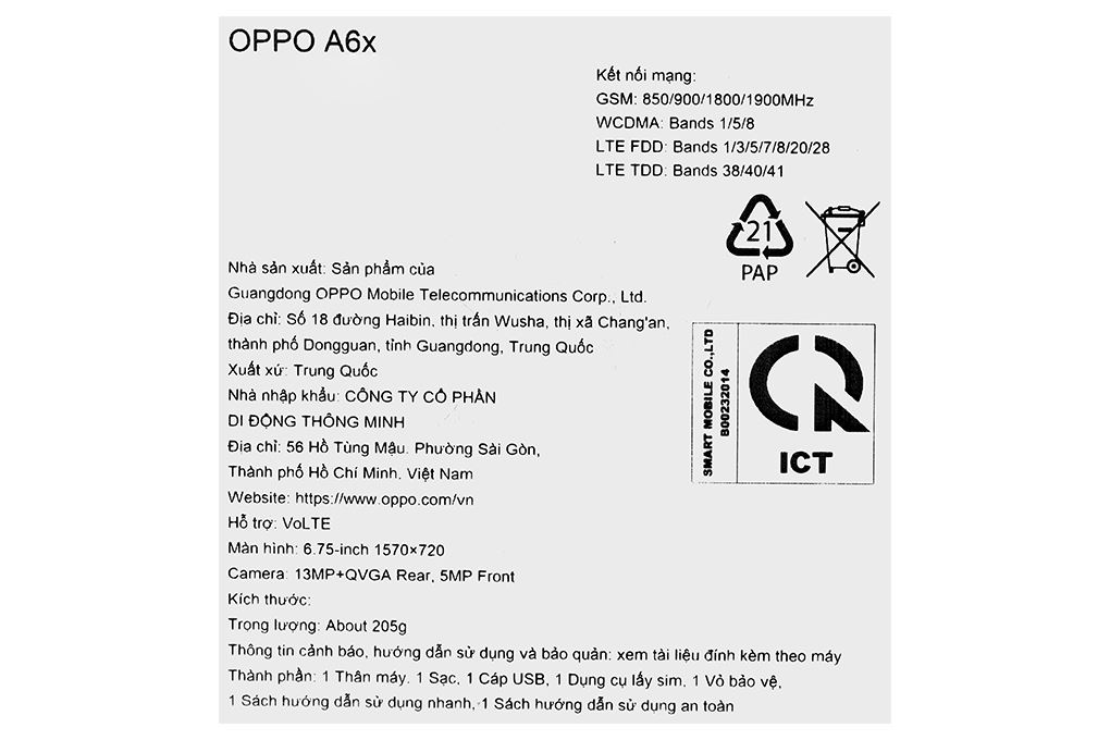 Điện thoại OPPO A6x 4GB/64GB Màu Titan Tím