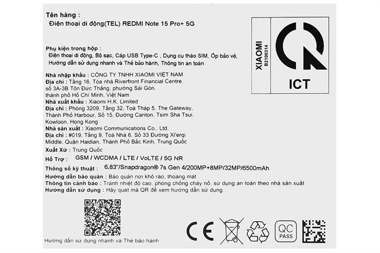 Điện thoại Xiaomi Redmi Note 15 Pro+ 5G 12GB/256GB Màu Xanh Dương