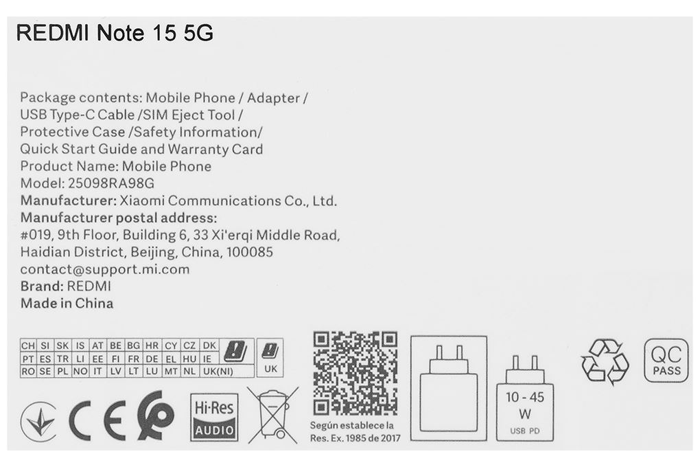 Điện thoại Xiaomi Redmi Note 15 5G 8GB/256GB Màu Tím