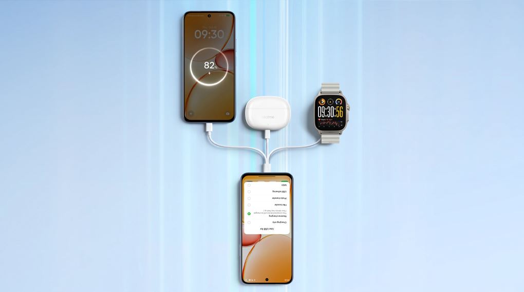 Sạc ngược 10W trên realme C85 8GB/128GB giúp nạp pin cho tai nghe và đồng hồ, hỗ trợ bạn kịp thời trong các tình huống gấp Sạc ngược 10W trên realme C85 8GB/128GB giúp nạp pin cho tai nghe và đồng hồ, hỗ trợ bạn kịp thời trong các tình huống gấp