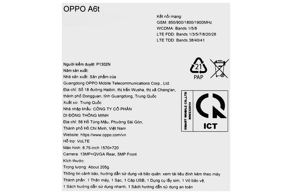 Điện thoại OPPO A6t 4GB/64GB Màu Xanh