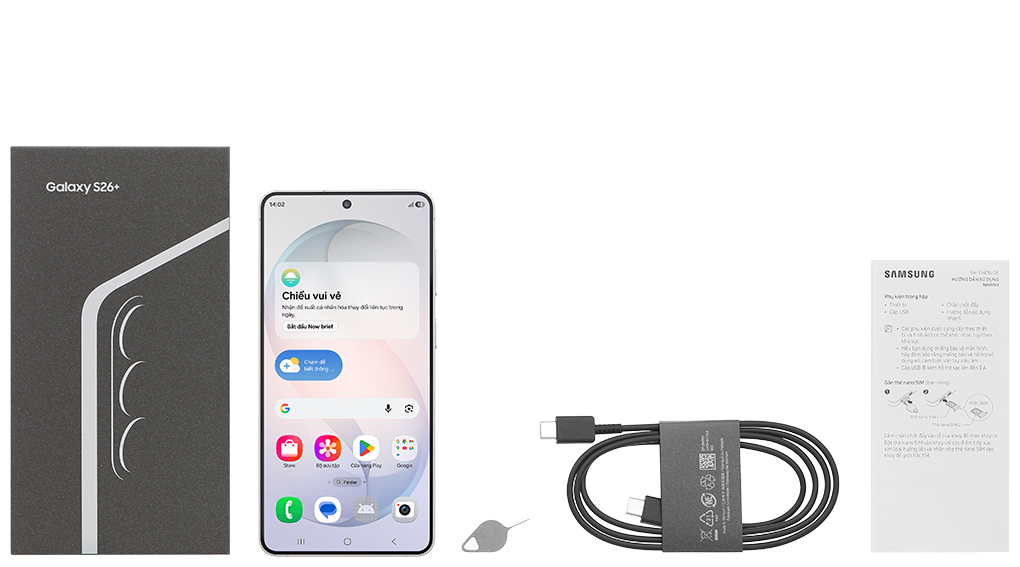 Bộ sản phẩm gồm: Cáp Type C, Cây lấy sim, Hộp, Sách hướng dẫn