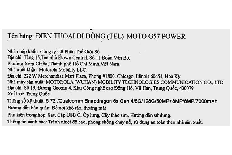 Điện thoại Motorola G57 Power 5G 8GB/128GB Màu Xanh dương đậm