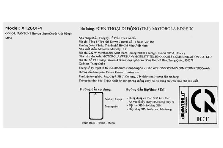Điện thoại Motorola Edge 70 8GB/256GB Màu Xanh bộ đội