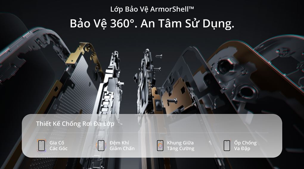 realme C100 8GB/256GB cực bền với cấu trúc ArmorShell, chịu rơi từ 2m mà không lo hư hỏng linh kiện bên trong realme C100 8GB/256GB cực bền với cấu trúc ArmorShell, chịu rơi từ 2m mà không lo hư hỏng linh kiện bên trong