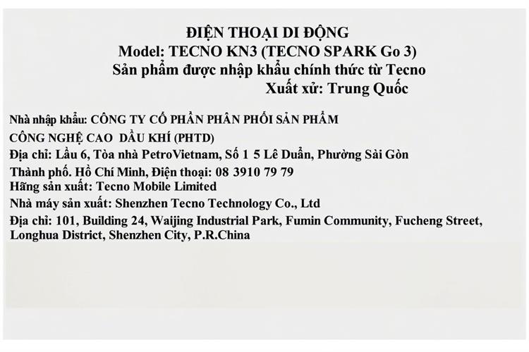 Điện thoại Tecno Spark Go 3 4GB/128GB Màu Xám
