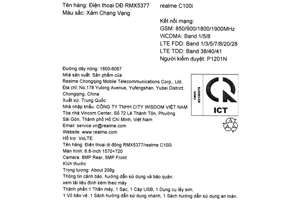 Điện thoại realme C100i 4GB/128GB Xám - 13