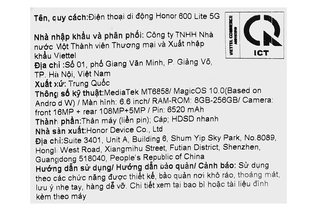 Điện thoại Honor 600 Lite 8GB/256GB Màu Vàng