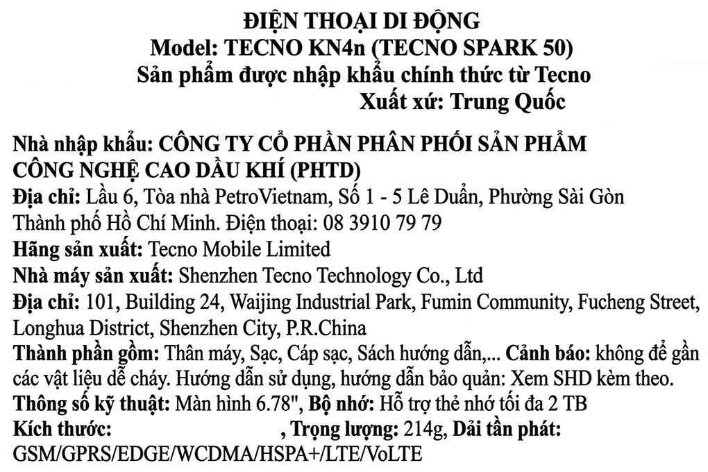 Điện thoại Tecno Spark 50 4GB/128GB Màu Đen