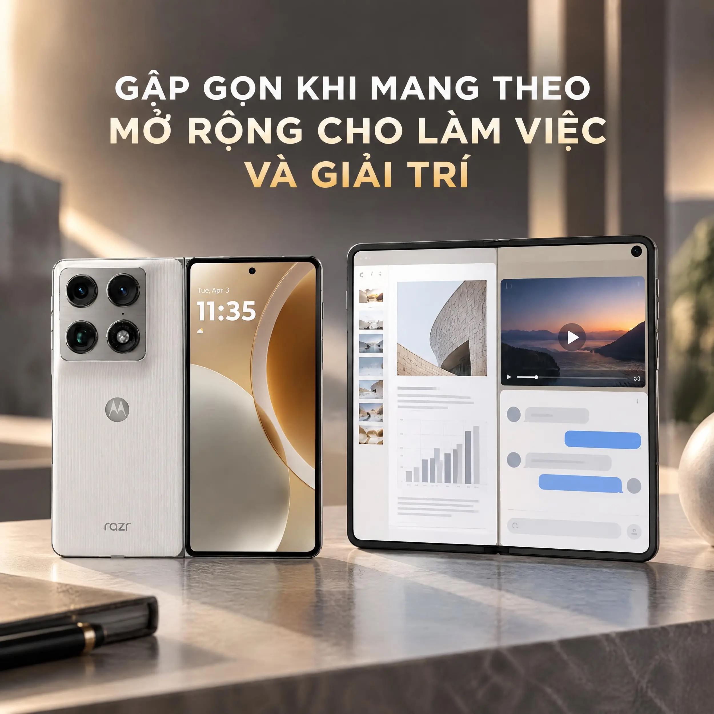 Motorola Razr Fold 5G 12GB/256GB - thiết kế gấp gọn Motorola Razr Fold 5G 12GB/256GB - thiết kế gấp gọn