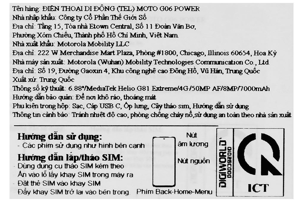 Điện thoại Motorola G06 POWER 4GB/64GB Màu Nâu