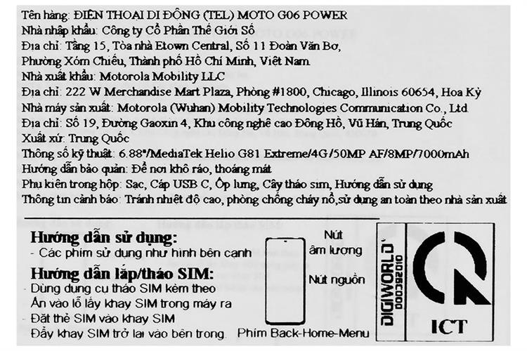 Điện thoại Motorola G06 POWER 4GB/64GB Màu Xanh Dương