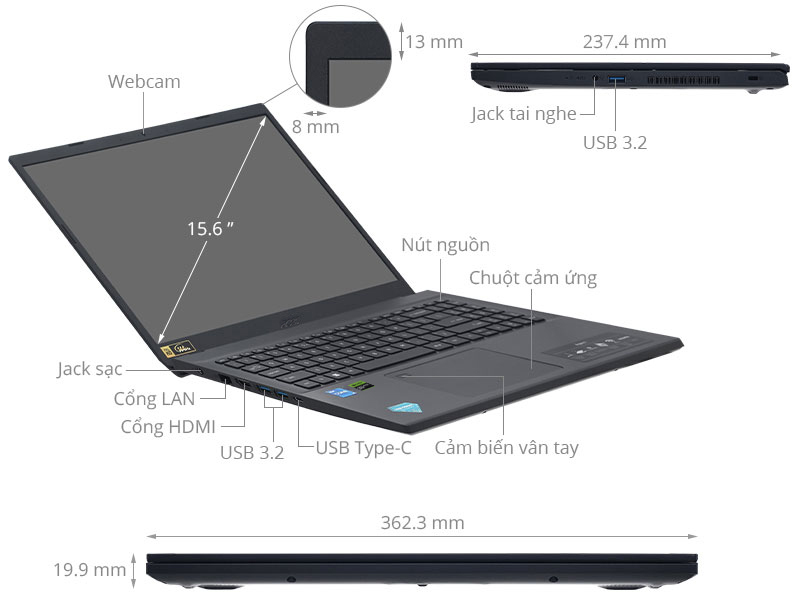 Acer Gaming Aspire 7 A715 76G 5806 - NH.QMFSV.002 (i5 12450H, 16GB, 512GB, RTX 3050 4GB, Full HD 144Hz, Win11)