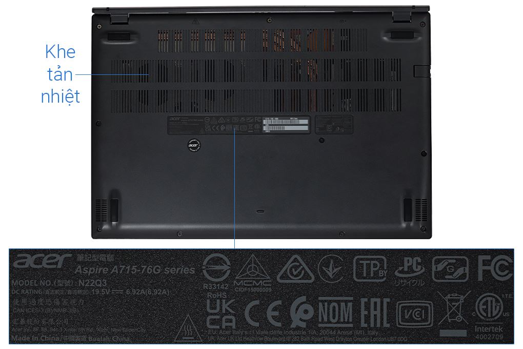 Laptop Acer Gaming Aspire 7 A715 76G 5806 - NH.QMFSV.002 (i5 12450H, 16GB, 512GB, RTX 3050 4GB, Full HD 144Hz, Win11) Màu Đen