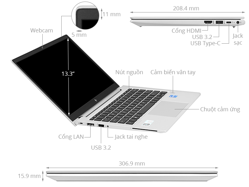 Laptop HP Elitebook 630 G10 i5 1335U (9J0B5PT) - Chính hãng, mua trả chậm