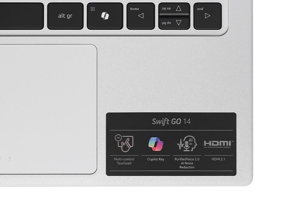 Laptop Acer Swift Go 14 AI 73 53X7 - NX.KSLSV.001 (Ultra 5 125H, 16GB, 512GB, 2.8K 120Hz, Win11) Màu Bạc