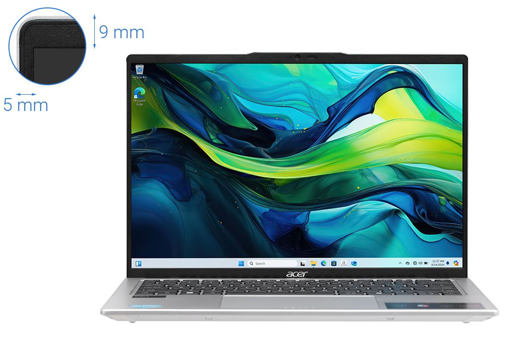 Laptop Acer Swift Go 14 AI 73 53X7 - NX.KSLSV.001 (Ultra 5 125H, 16GB, 512GB, 2.8K 120Hz, Win11) Màu Bạc