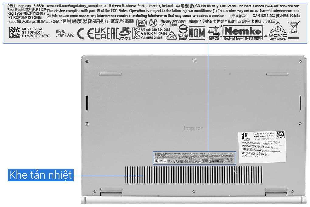 Laptop Dell Inspiron 15 3520 - N5I5052W1 (i5 1235U, 16GB, 512GB, Full HD 120Hz, OfficeHS, Win11) Màu Bạc