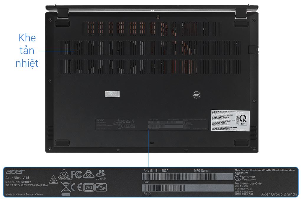 Laptop Acer Gaming Nitro V ANV15 51 55CA - NH.QN8SV.004 (i5 13420H, 16GB, 512GB, RTX 4050 6GB, Full HD 144Hz, Win11) Màu Đen