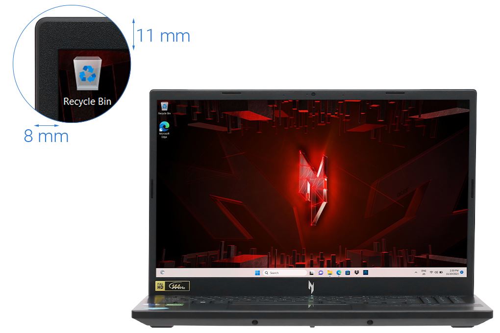 Laptop Acer Gaming Nitro V ANV15 51 55CA - NH.QN8SV.004 (i5 13420H, 16GB, 512GB, RTX 4050 6GB, Full HD 144Hz, Win11) Màu Đen