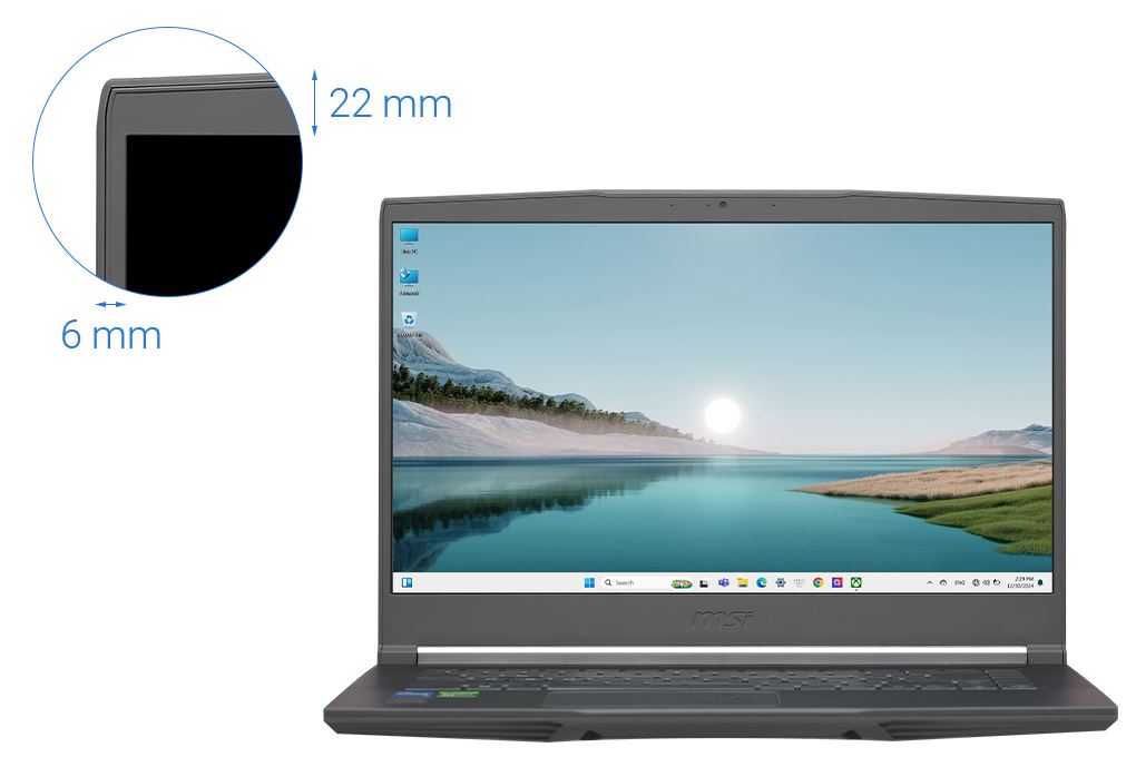 Laptop MSI Gaming Thin 15 B12UCX - 2046VN (i5 12450H, 16GB, 512GB, RTX 2050 4GB, Full HD 144Hz, Win11) Màu Xám