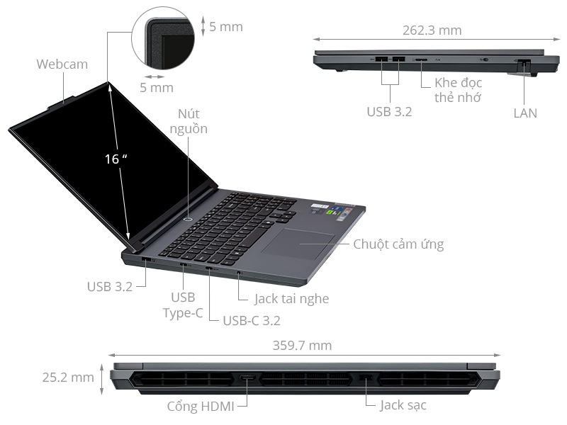 Lenovo Gaming Legion 5 16IRX9 i7 14650HX/16GB/1TB/8GB RTX4060/165Hz/Win11 (83DG0051VN)