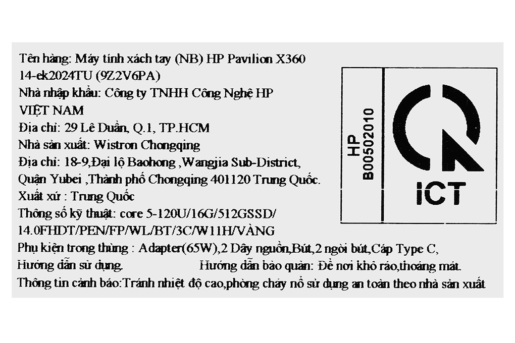 Laptop HP Pavilion X360 14 ek2024TU - 9Z2V6PA (Core 5 120U, 16GB, 512GB, Full HD, Cảm ứng, Win11) Màu Vàng