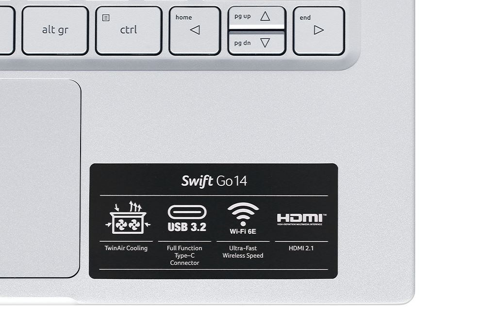 Laptop Acer Swift Go 14 41 R251 - NX.KG3SV.005 (R5 7430U, 16GB, 1TB, Full HD, Win11) Màu Bạc