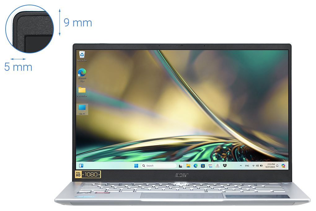 Laptop Acer Swift Go 14 41 R251 - NX.KG3SV.005 (R5 7430U, 16GB, 1TB, Full HD, Win11) Màu Bạc